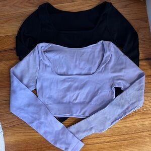 Long Sleeve Workout Crop Tops (Set of 2)